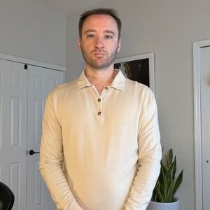 Beige Club Monaco Long Sleeve T-shirt. Size Medium